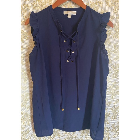 MICHAEL Michael Kors Tops - MICHAEL Michael Kors- Lace Up Ruffle Sleeveless Top